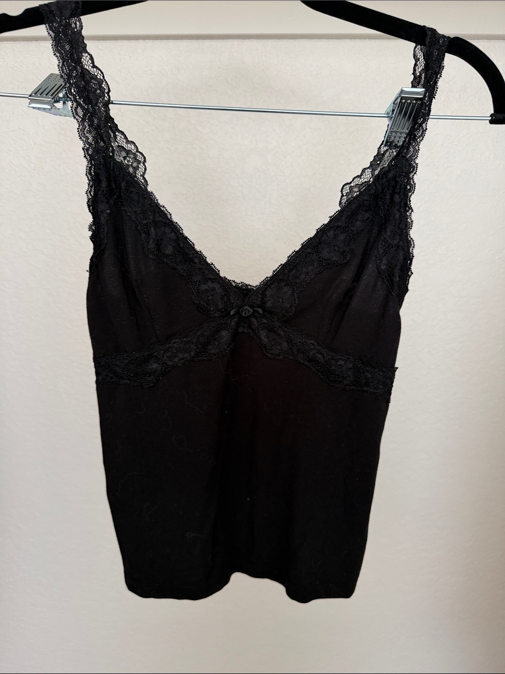 Lace-Trim Black Camisole Slip